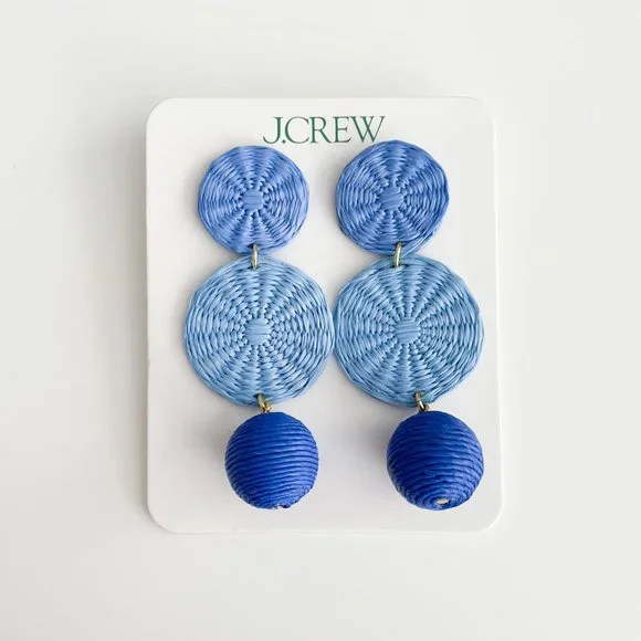 J. Crew Triple-Drop Raffia Earrings (Brilliant Ocean) - Picture 3 of 3